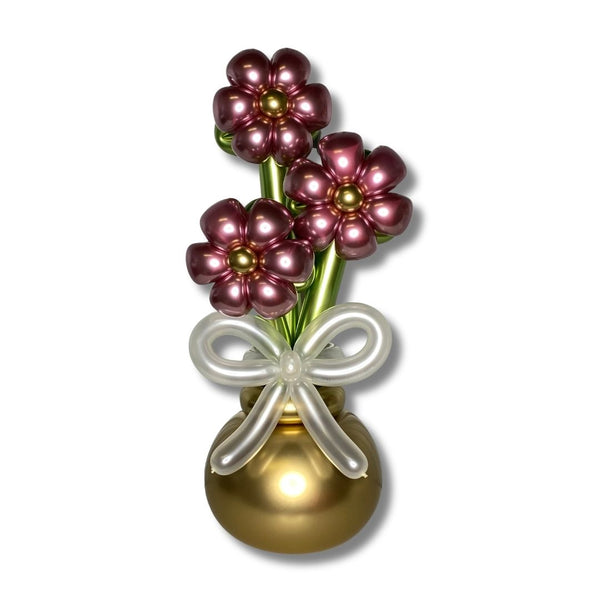 Chrome Pink Gold Flowers Vase Balloon Bouquet