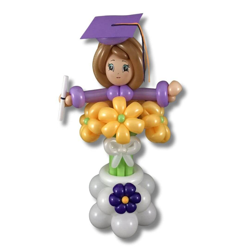 Congrats Purple Gold Grad Flower Balloon Bouquet