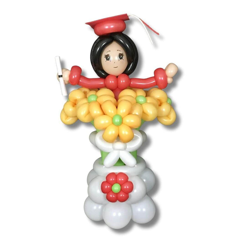 Congrats Red White Grad Flower Balloon Bouquet