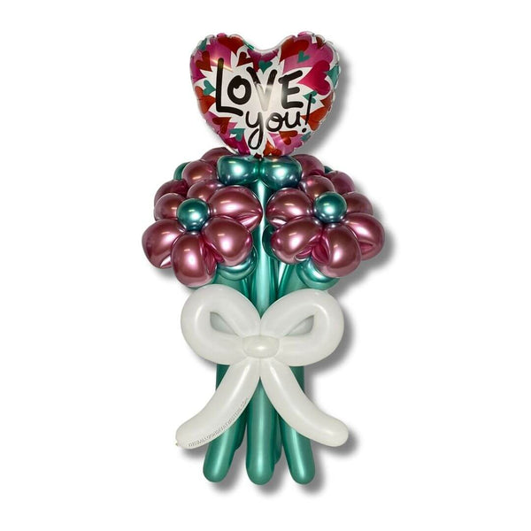 Love You Valentines Flower Balloon Bouquet