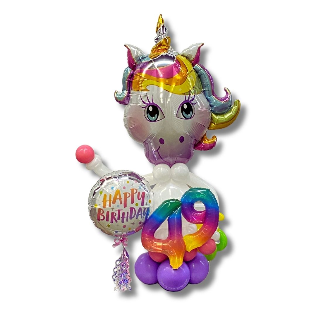 49th Birthday Rainbow Unicorn Balloon Column