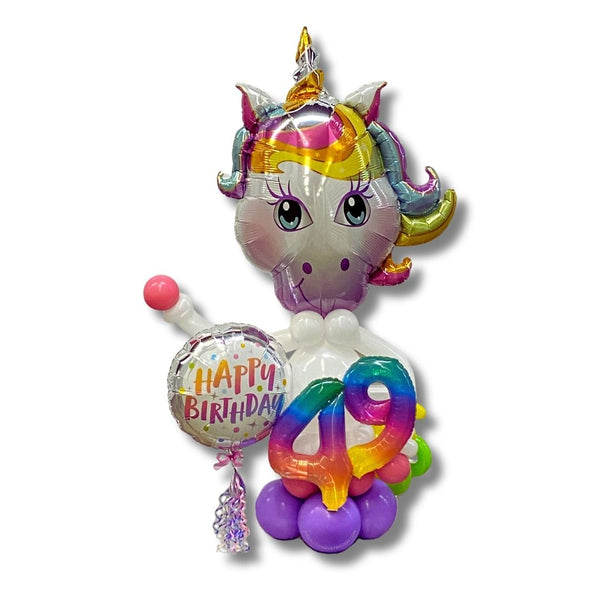 49th Birthday Rainbow Unicorn Balloon Column