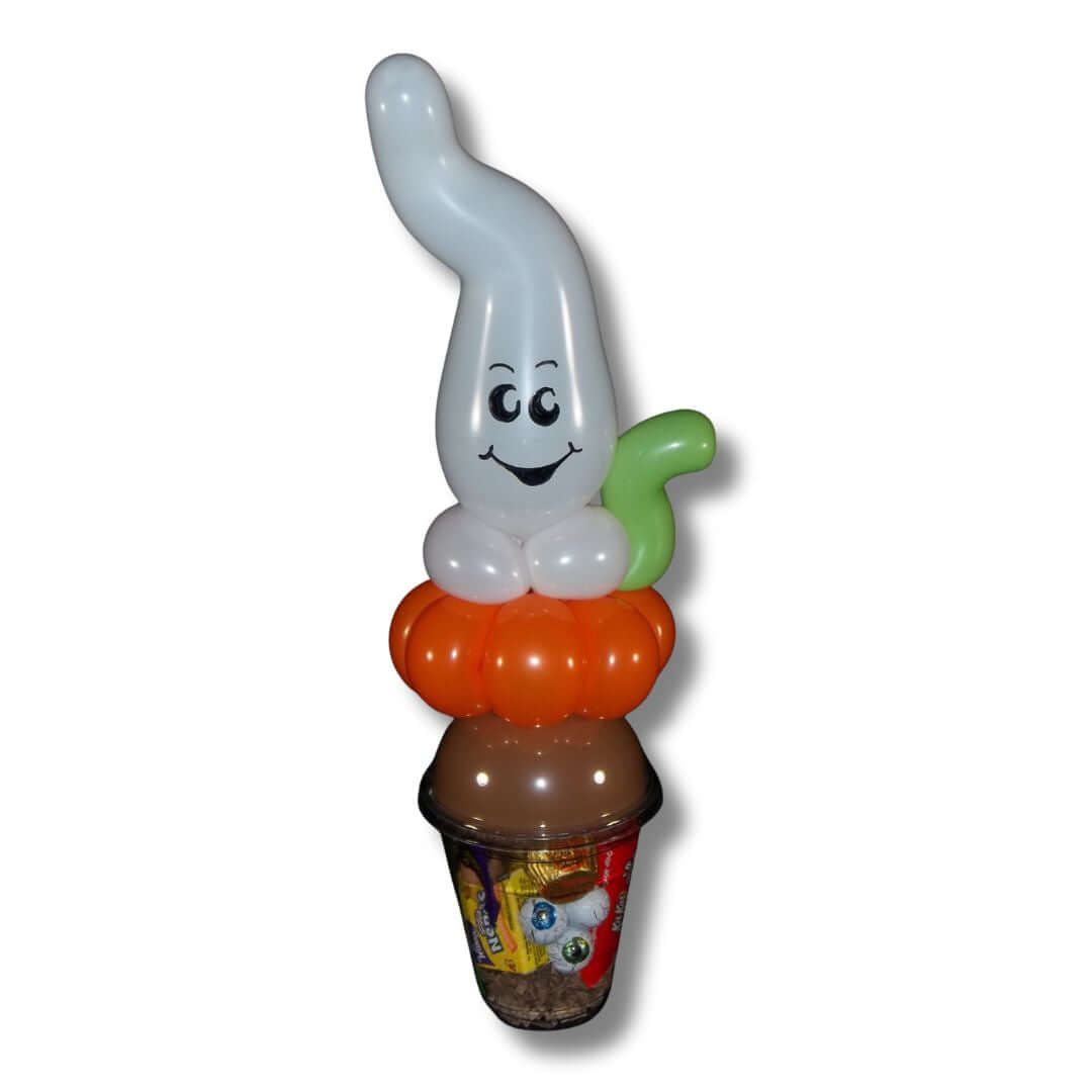 Peek A Boo Ghost Pumpkin Halloween Balloon Gift Cup