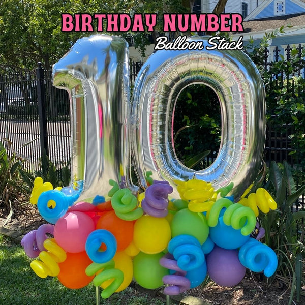 Rainbow Birthday Number Balloon Stack | Double-Digit
