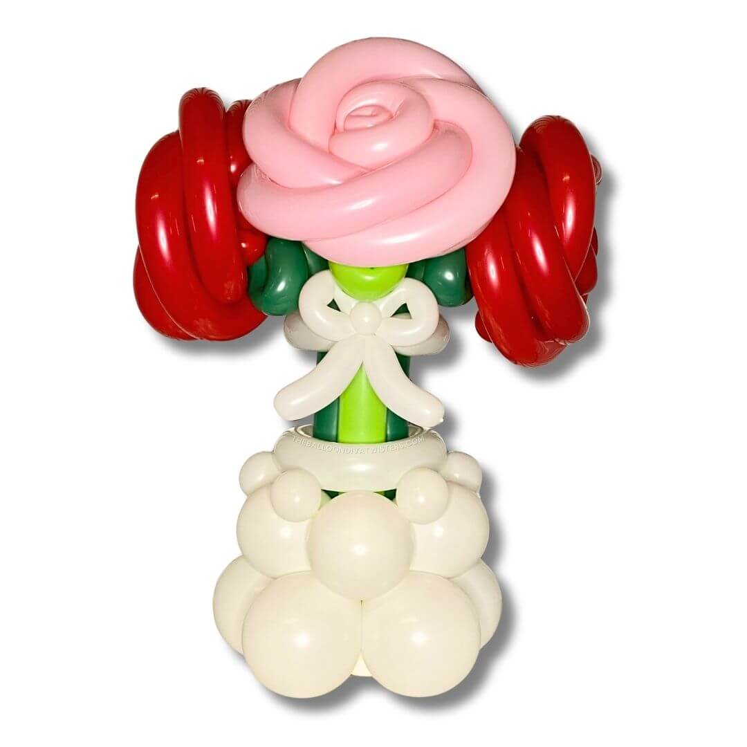 Red & Pink Roses Flower Balloon Bouquet