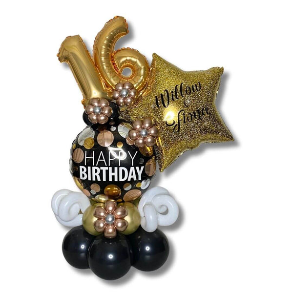 Sparkling Rose Gold & Black Balloon Marquee