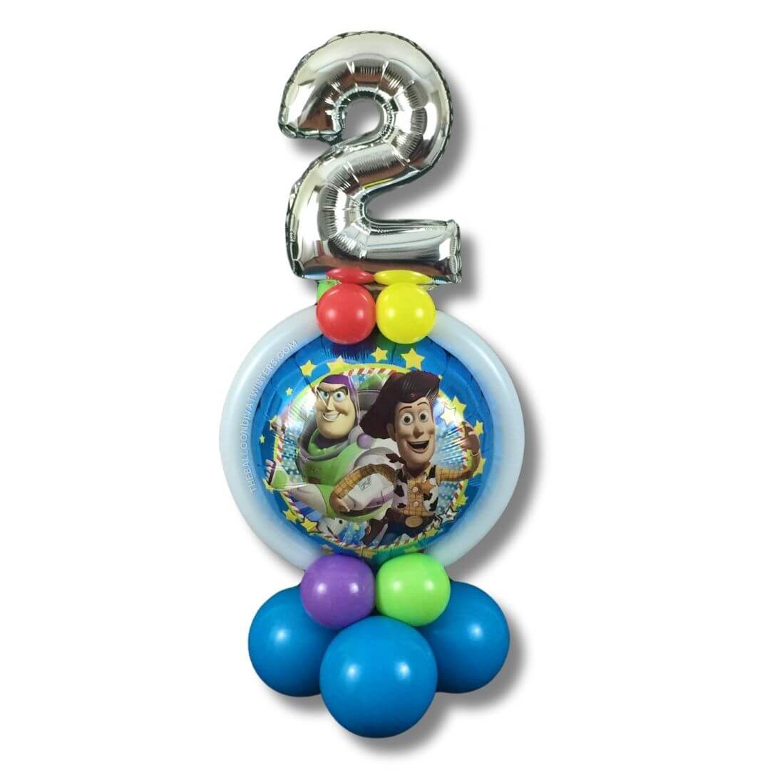 Toy Story Birthday Balloon Marquee features Buzz Lightyear and Woody, along with a 14