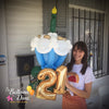 Colossal Cupcake Cake 21st Birthday Number Balloon Sculpture featuring a gold 14 inch number foil balloon