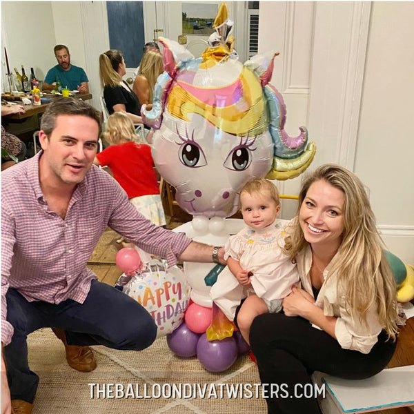 1st Birthday Rainbow Unicorn Balloon Column